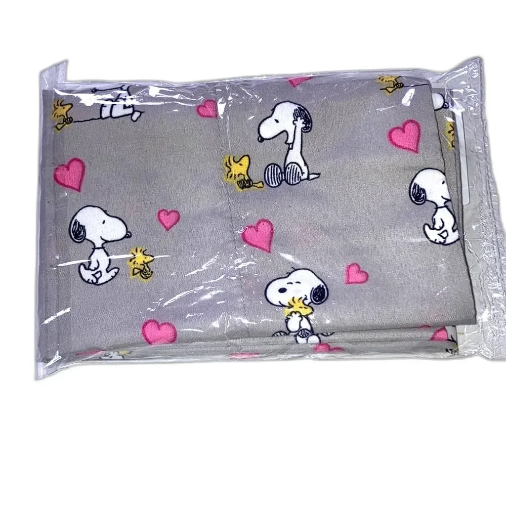 PEANUTS Snoopy Woodstock Pink Hearts Gray 1 Pillow Case Standard Size